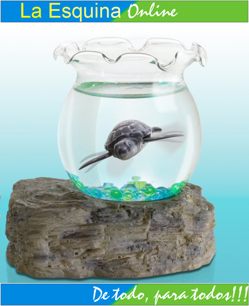 Adorno de tortuga marina en pecera A Pilas.