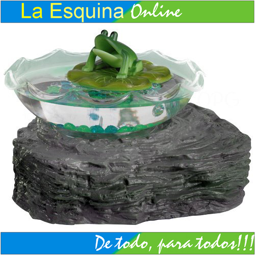 Adorno de rana en una pecera para escritorio, etc.