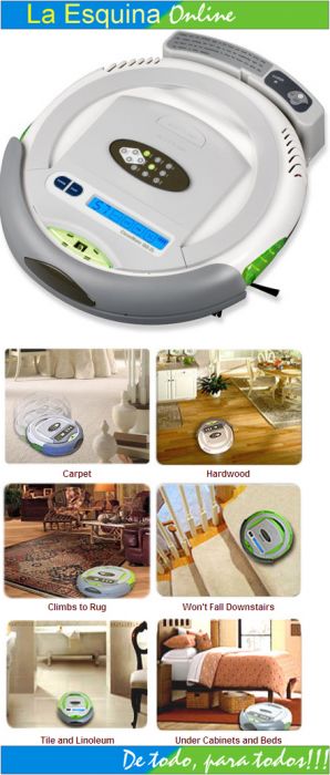 Aspiradora ROBOT con pantalla LCD y control remoto.