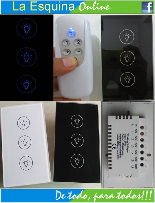 Interruptor de luz  de pared táctil y a control remoto para la casa.