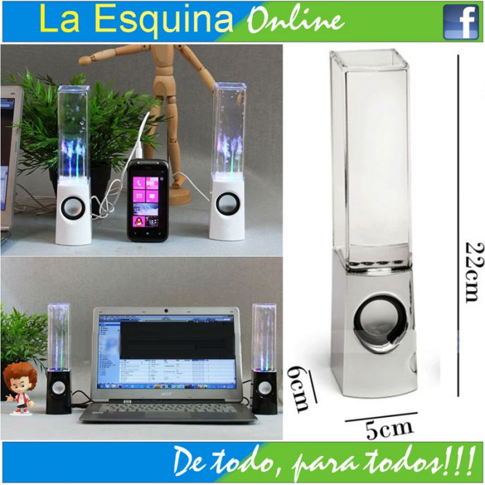 Parlante LED multicolor con danza de agua de 3W con puerto Audio estéreo.