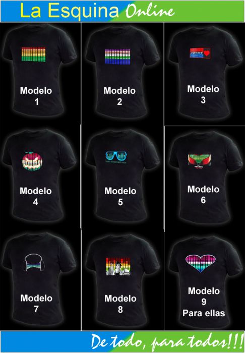 Polos luminosos de ecualizador. Para sus fiestas.