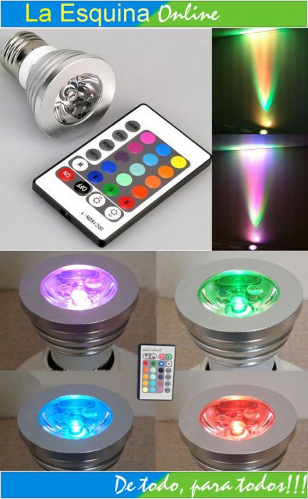 Foco Reflector Led Multicolor Tipo Bombilla A Control Remoto